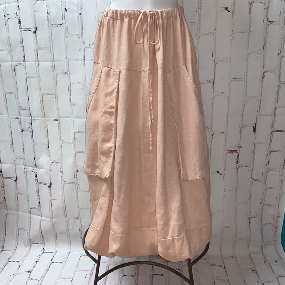 Look Dresses & Skirts - LOOK Linen Drawstring Long Skirt Lagenlook pockets